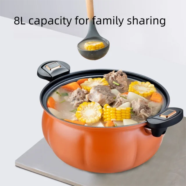 Chubby 2 Layer Micro-Pressure Pot 8L Large Capacity Pressure Cooking Pot Pumpkin Non-Stick Steamer Stew Pot Gas Induction Cooker 2