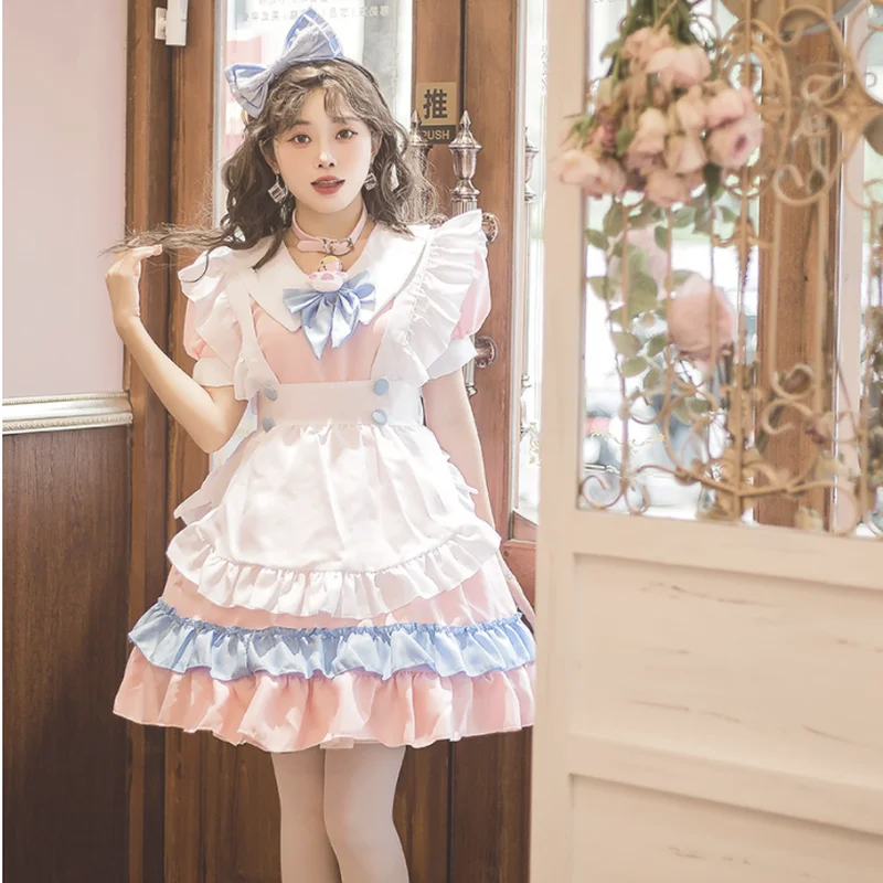 S-5XL Plus Size Gothic Lolita Dress Anime Cosplay Maid Role Play Costume Japanese Kawaii Lingerie Dress Maid Outfits Fairy
