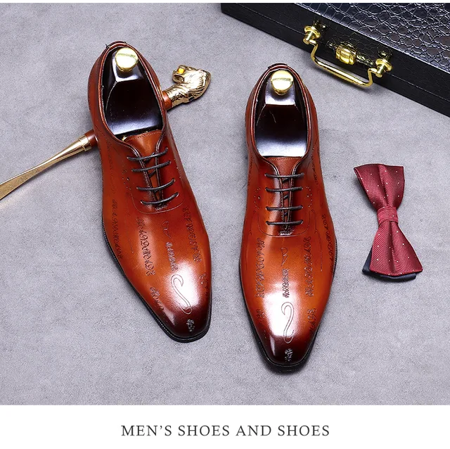 Mens New Vintage Leather Handmade Lace Up Brogue OXford Formal Dress Shoes  0944