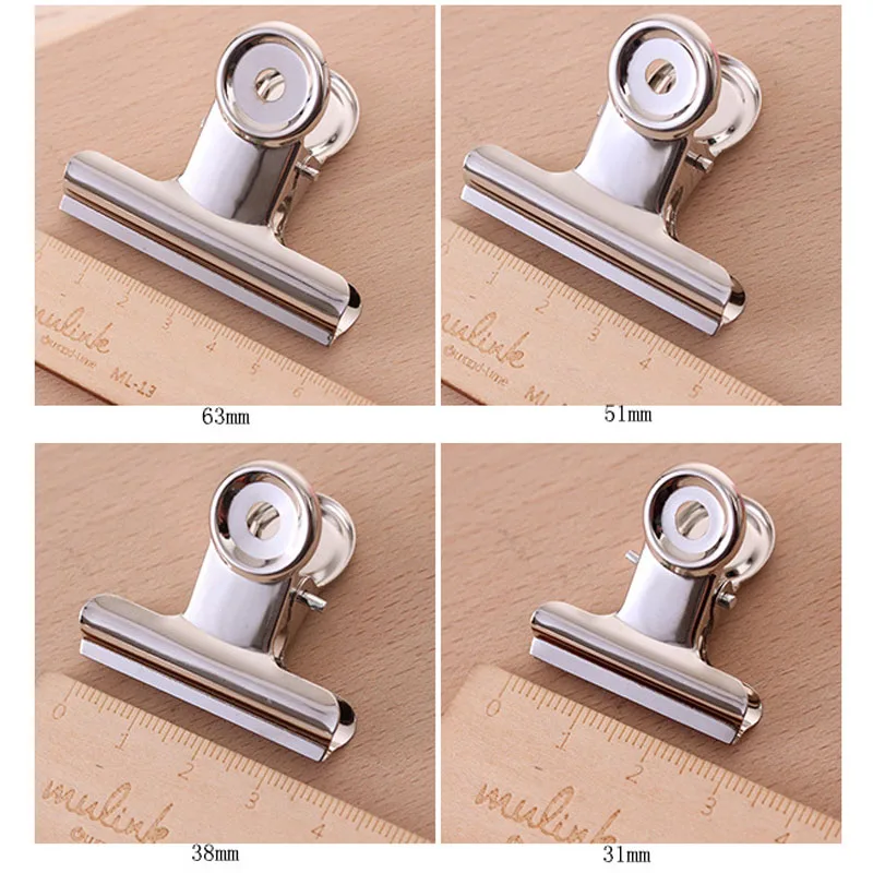 4pcs Office Stationery Round Head Steel Clip Silver Round Head Clip Storage Bill Clip Stainless Steel Round Long Tail Clip