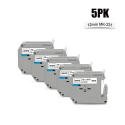 Versatile 9/12mm Label Tape for Brother P - touch Printers (5PK 12mm MK231)