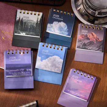 Semplice Mini Calendario 2026 Calendario per materiale scolastico per ufficio Calendario da tavolo Planner mensile Accessori da scrivania Decor Record