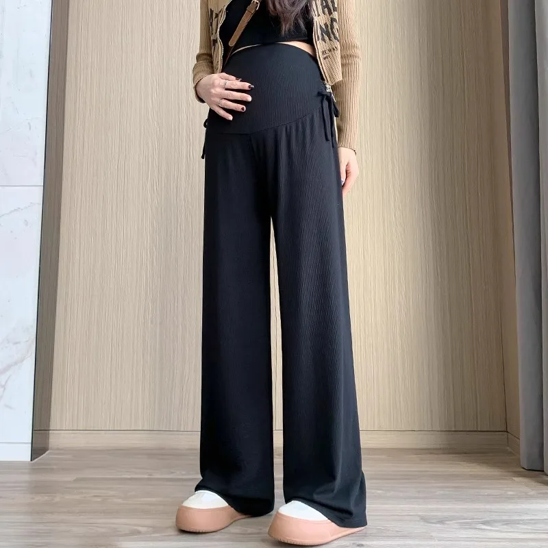 Pantalon de maternité printemps et automne vêtements d'extérieur nouvel été Petite décontracté cordon droit jambe large pantalon vêtements de maternité