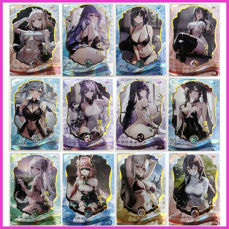 

Anime Goddess Story Rare Refractive Flash Cards Yae Miko Ganyu Hu Tao Keqing Toys for boys Collectible Cards Birthday Gift