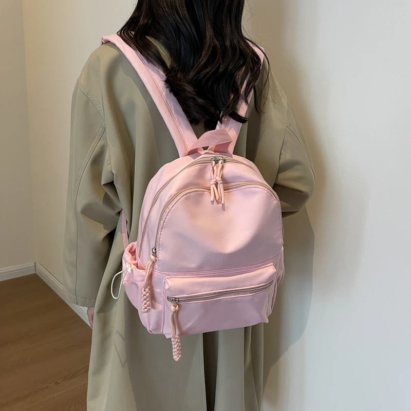 Women's 2024 New Backpack Versatile Fashion Solid Color Backpack Mini Small and Minimalist Mochila