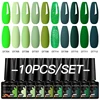 MEET ACROSS 10Pcs/Set Sparkly Glitter Red Pink Gel Nail Polish Fluorescent Semi Permanent Nail Art UV Gel Varnish Manicure Kits 5