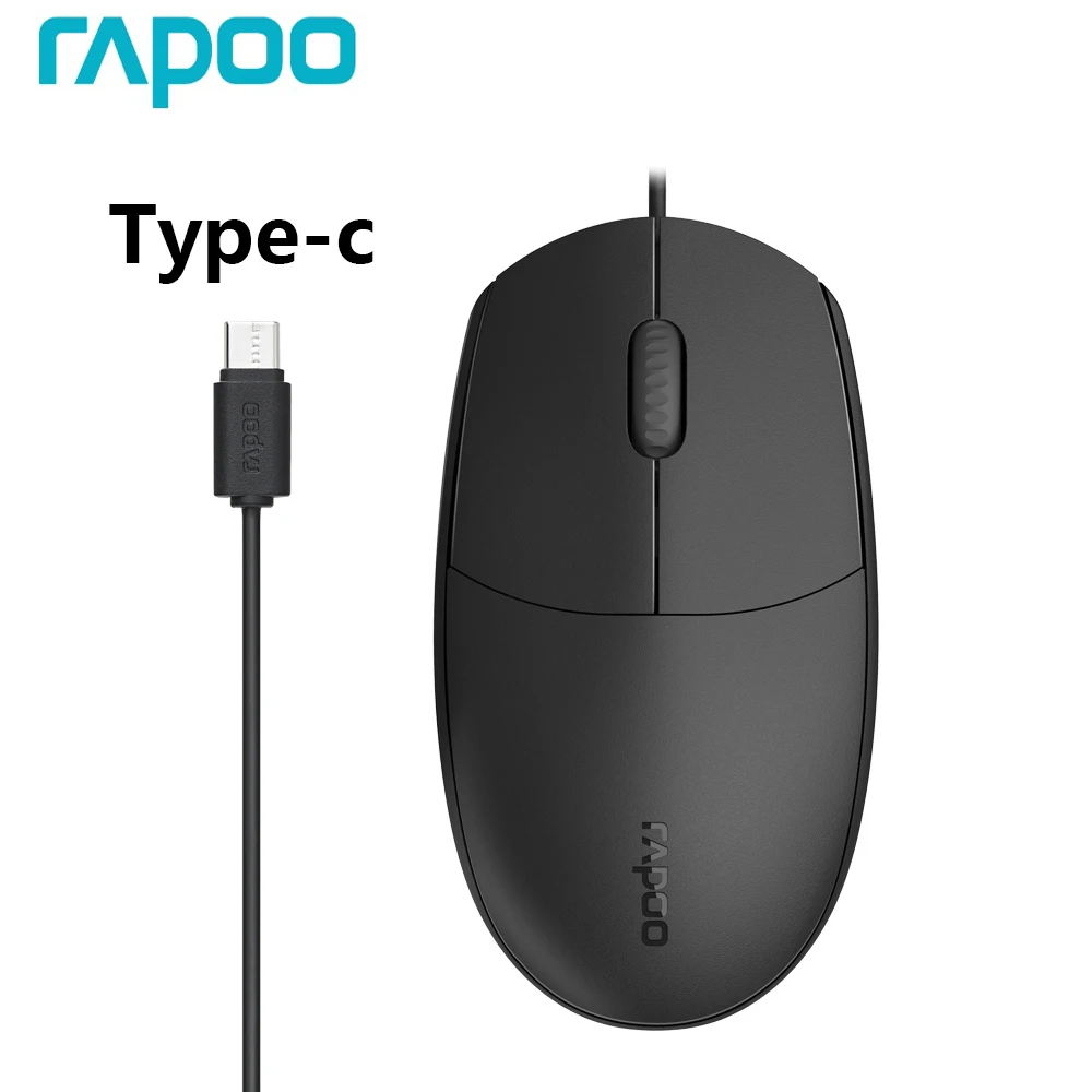 Mouse Cablato Originale Rapoo N100C Type-C Per Telefoni Cellulari, Tablet, Laptop, Per Samsung Apple Xiaomi Huawei Mac Office Mouse