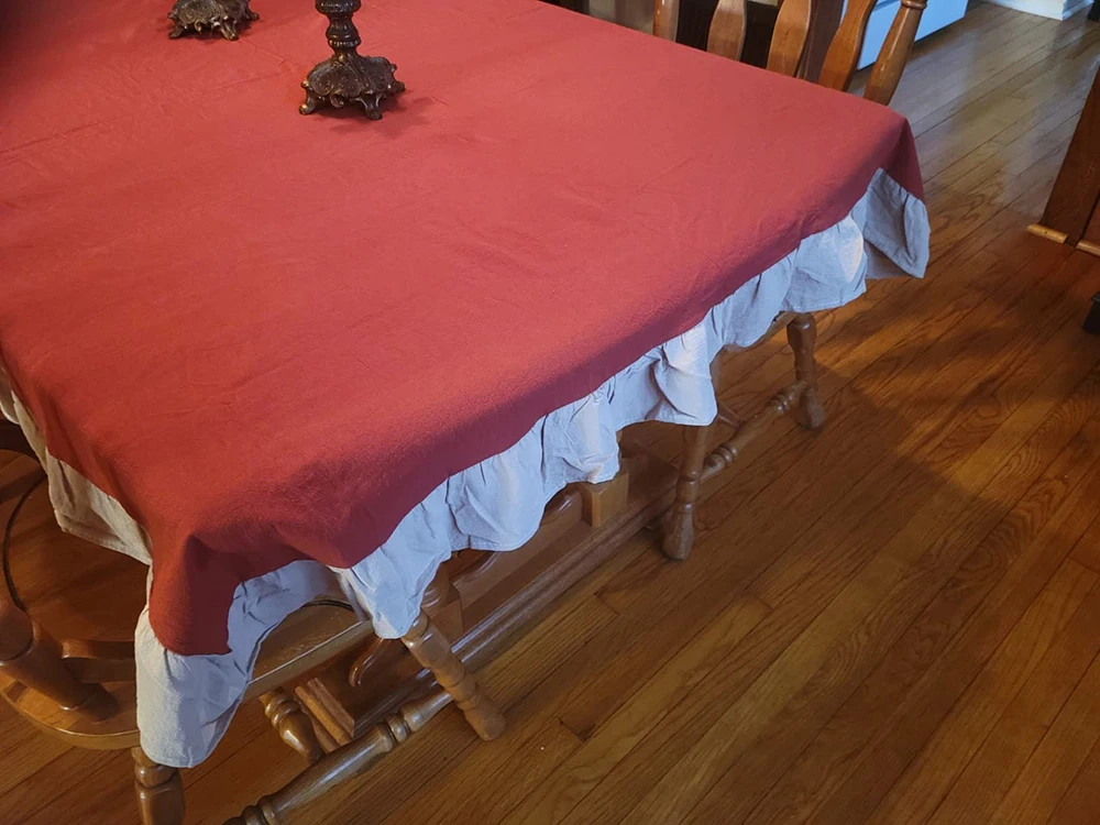 Description Picture 6 of itemRectangular/Round Ruffles Cotton Tablecloths Wedding Decoration Christmas Halloween Party Restaurant Kitchen Dining Tables Cover