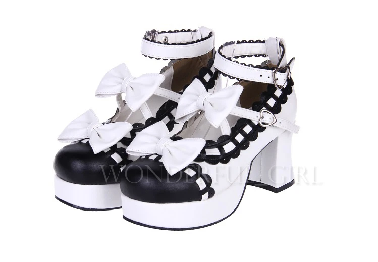 Neue japanische Stil Lolita Schuhe Dienstmädchen Cosplay Mädchen Prinzessin High Heels Damen Schuhe mit Schleife Größe 35-47 18
