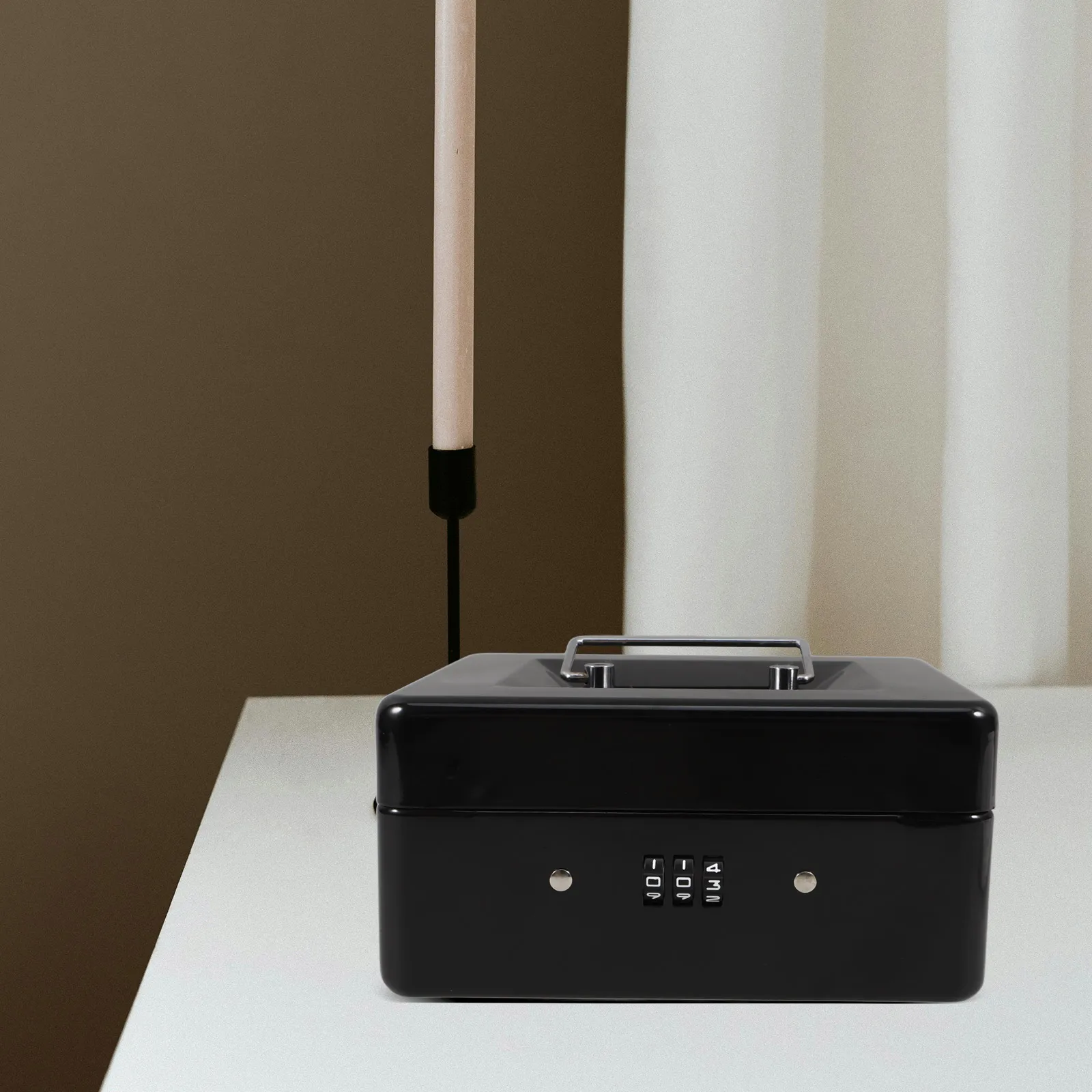 튼튼한 철제 번호 잠금 가능 보관함, 금전, 문서, 사무용품 보관, 미니 안전 금고, 금속 잠금, 현금 보관함