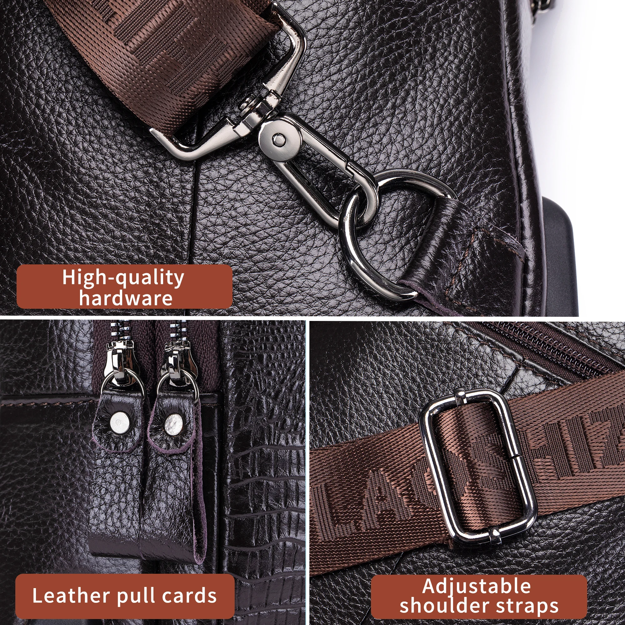 Men's leather chest bag, crossbody bag, crocodile pattern