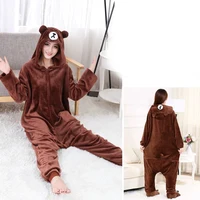 HKSNG Adult Plus Size XXL Bear Onesie Kigurumi Flannel Animal Party Zipper Button Overalls Kumamon Pajamas Suit Jumpsuit - Image 3