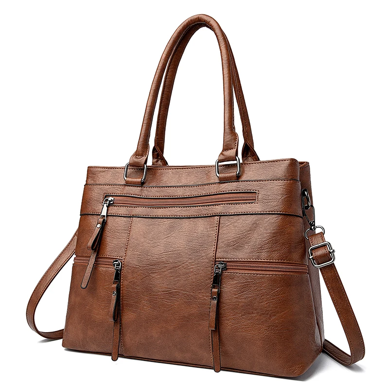 Women's handbag - vintage handbag with detachable shoulder strap - zipper closure, work and travel bag - durable