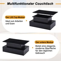 Table basse moderne à LED avec finition brillante et 4 tiroirs de rangement, table centrale pour salon, table d'appoint robuste, capacité de charge de 30 kg 4