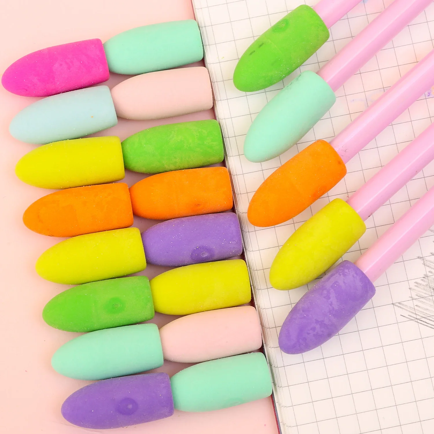 Multifunction Pencil Top Eraser Caps Wooden Pencils Erasers Topper Student Painting Correction Supplies Stationery Pen Cap pencil eraser eraser pen retractable eraser kneadable eraser eraser refillable pen biscuit eraser plasticine eraser