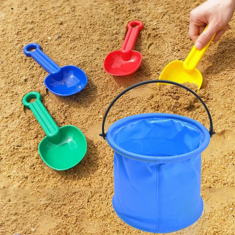 Beach Sand Toy Play Bucket Toy Folding Collapsible Bucket Gardening Tool Outdoor Sand Pool Play Tool Toy Kids Summer Favor 5