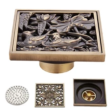 

Euro Floor Drains Antique Brass Shower Floor Drain Bathroom Deodorant Euro Square Floor Drain Strainer Cover Grate Waste