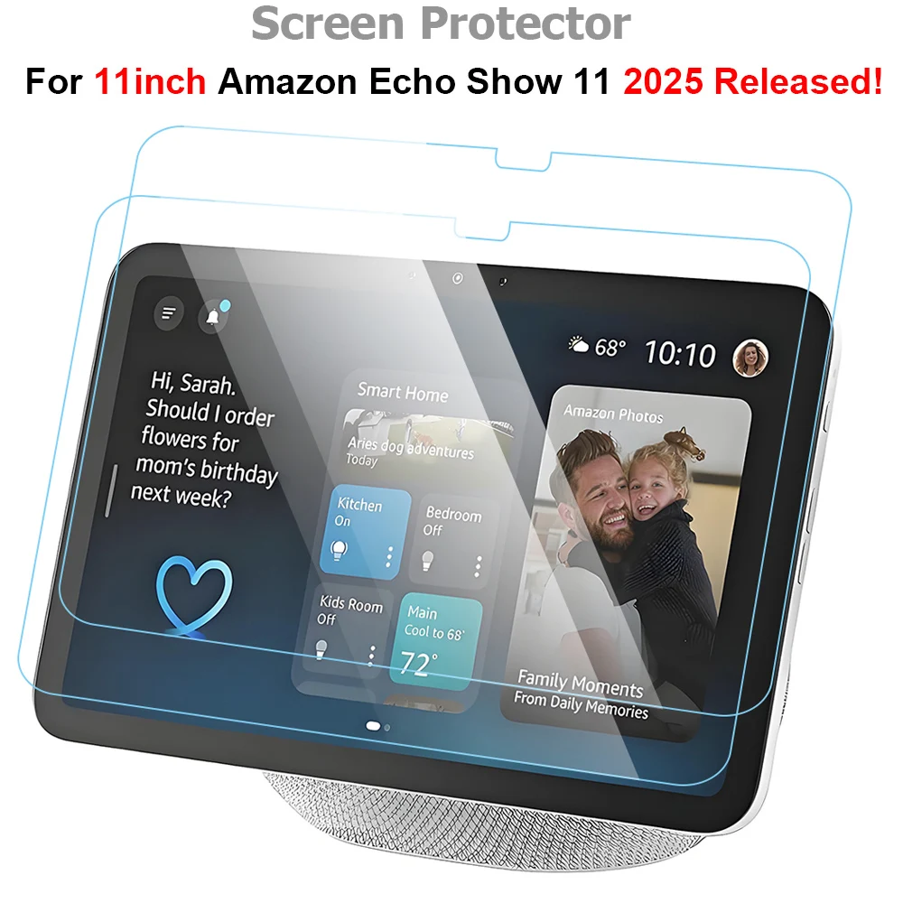 Screen Protector for 11Inch Amazon Echo Show 11 2025 Released 2PCs Clear Tempered Glass for 11" Echo Show 11 Newest Model Film