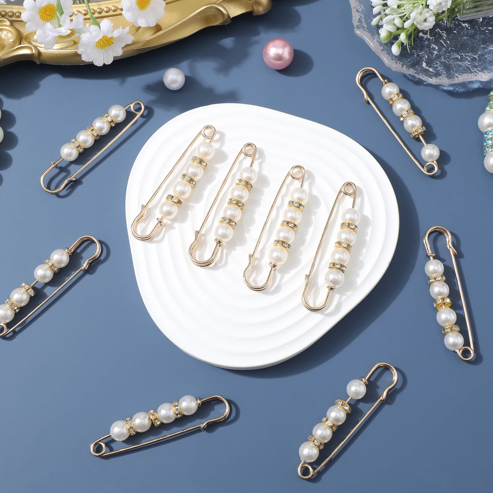 여성용 허리 조임 브로치 10개, 합금 의류 장식 핀, 라인스톤 스웨터 가디건 클립, 스카프 안전 버클 드레스