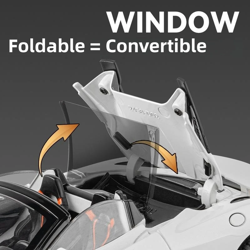 1/24 맥라렌 720S 다이캐스트 장난감 자동차 차량, 미니어처 컨버터블 모델, 풀백 사운드 및 라이트 컬렉션, 남아용 선물