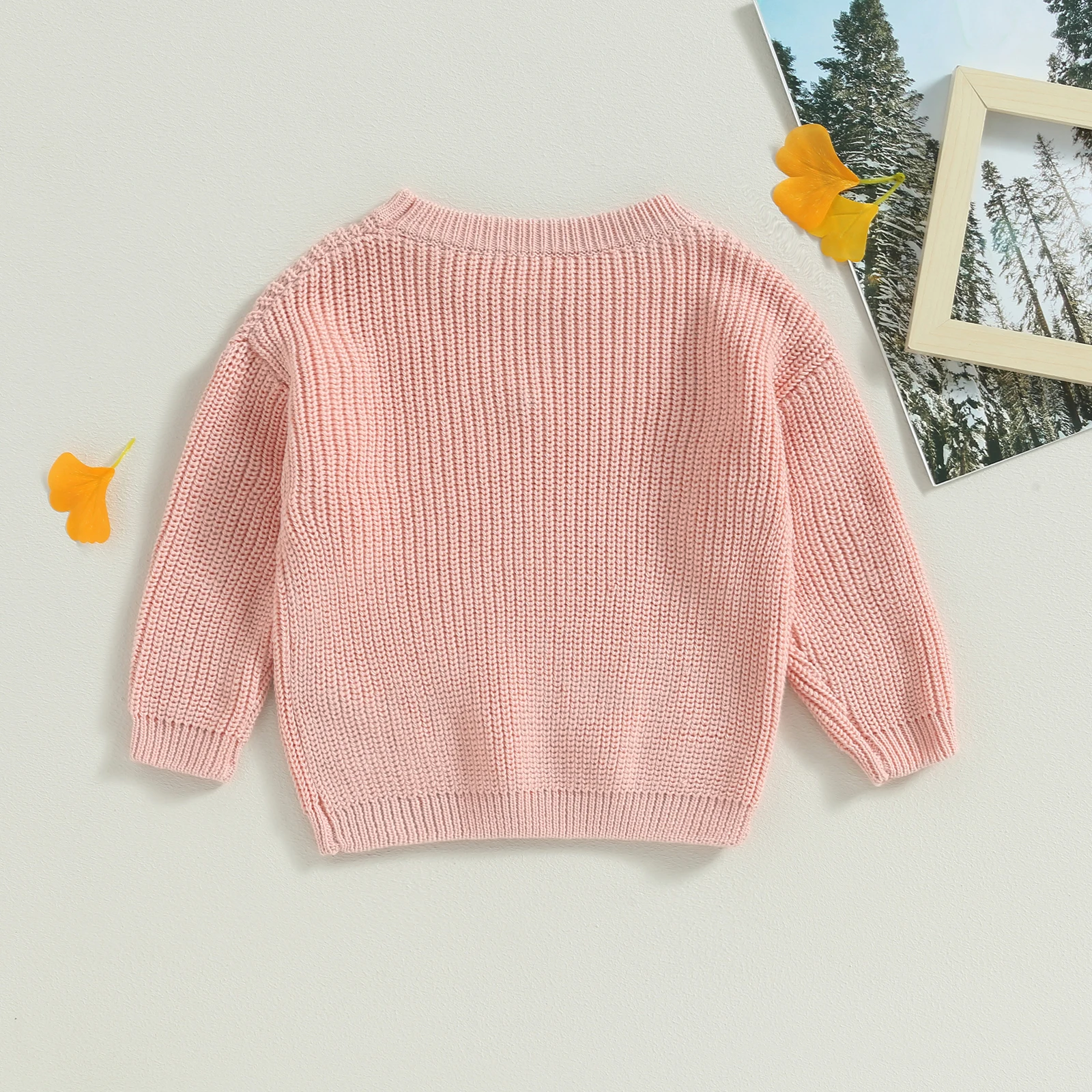 Infant Newborn Baby Girl Sweater Long Sleeve Crew Neck Flower Winter Warm Knit Pullover Sweater Infant Clothes 0-24M
