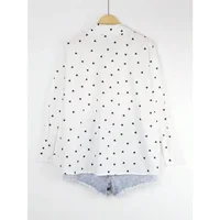 Plus Size 1XL-5XL Women's Fashion Spring Autumn Polka Dot Shirt Blouse Ladies Simple Basic Lapel Long-sleeved Shirt for Women - Image 3