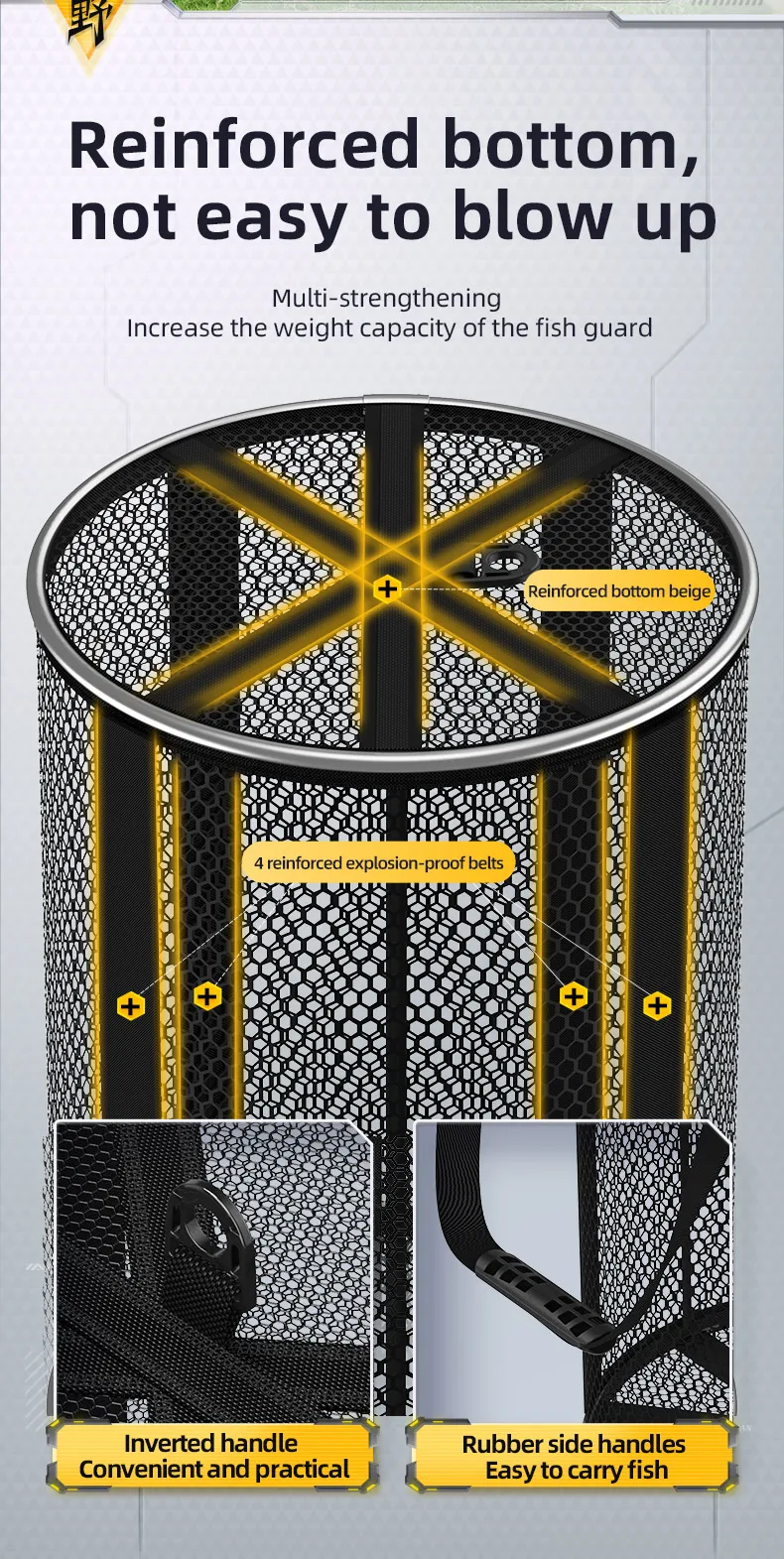 Description Picture 4 of itemYUZHIYUAN Fish Protection Net Aluminium Alloy Foldable Quick-drying Fish Guard Space-saving Outdoor Fishing Net Portable Bag