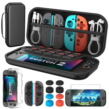 Accessories Kit for Nintendo Switch 2 (2025) Carrying Case Bag,Screen Protector,Thumb Grips,Protective Cover for Switch2 Bundle 1