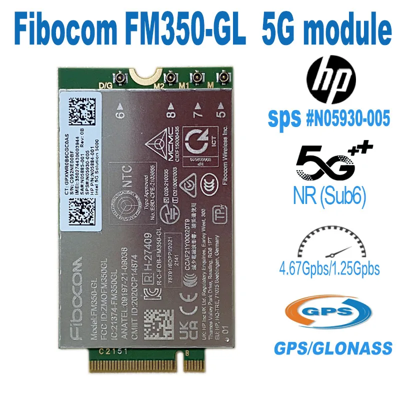 Módulo do Wdxun-fm350-gl M.2 para o Portátil X360 830 855 g7 7940hs 855g8 M46335005 5g Lte Wcdma 4x4 Mimo Gnss - Imagem 4