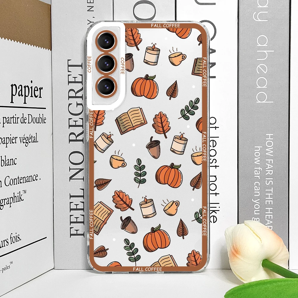 Autumn Pumpkin & Maple Leaf Transparent Soft Phone Case