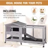 Bunny Cage Indoor and Outdoor Rabbit Hutch with Casters Waterproof Roof, Pull Out Tray from Back and Front 2