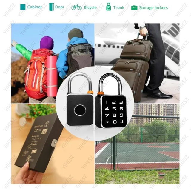 Tuya Smart Password Fingerprint Padlock IP65 Waterproof Electric Biometric Lock Ecurity Keyless Mini Smart Lock Anti-theft Lock 4