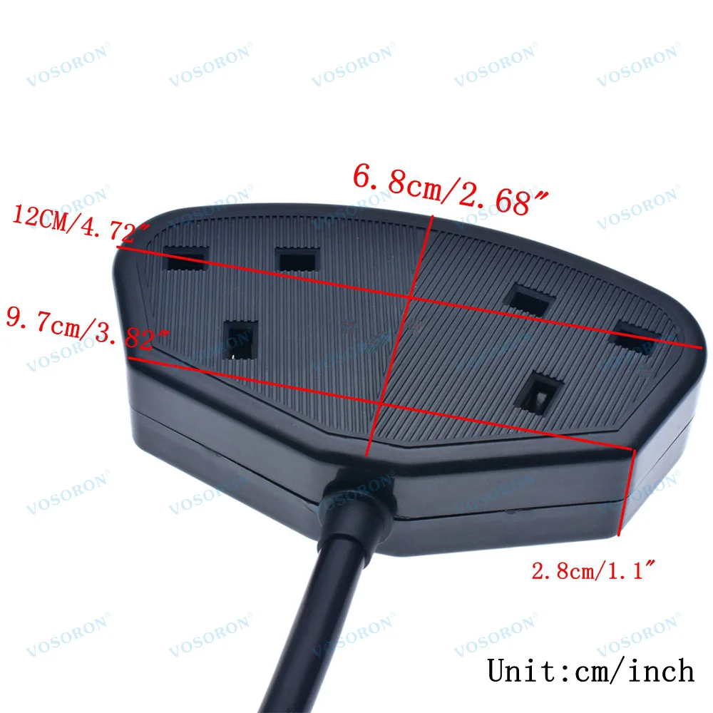 IEC60309 16A CEE 2P+E 수컷 플러그에서 2구 영국 BS1363 소켓으로 연결, 1m H05VV-F 3G 1.5mm IP44 연장 케이블 포함
