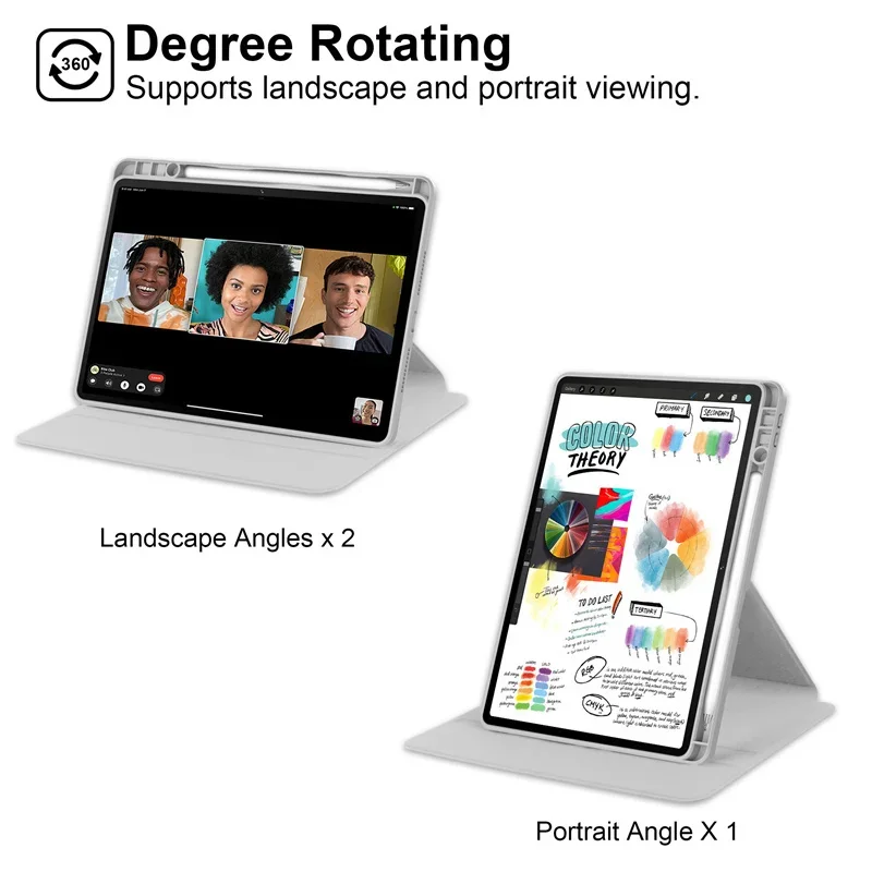 360 Rotating Acrylic iPad Mini Case with Pencil Holder, 8.3'' Cover