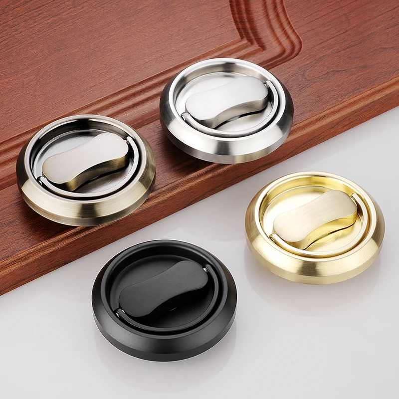 Stainless Steel Double-Sided Pull Ring Lock With Key Sliding Door Lock Invisible Door Multiple Types Available