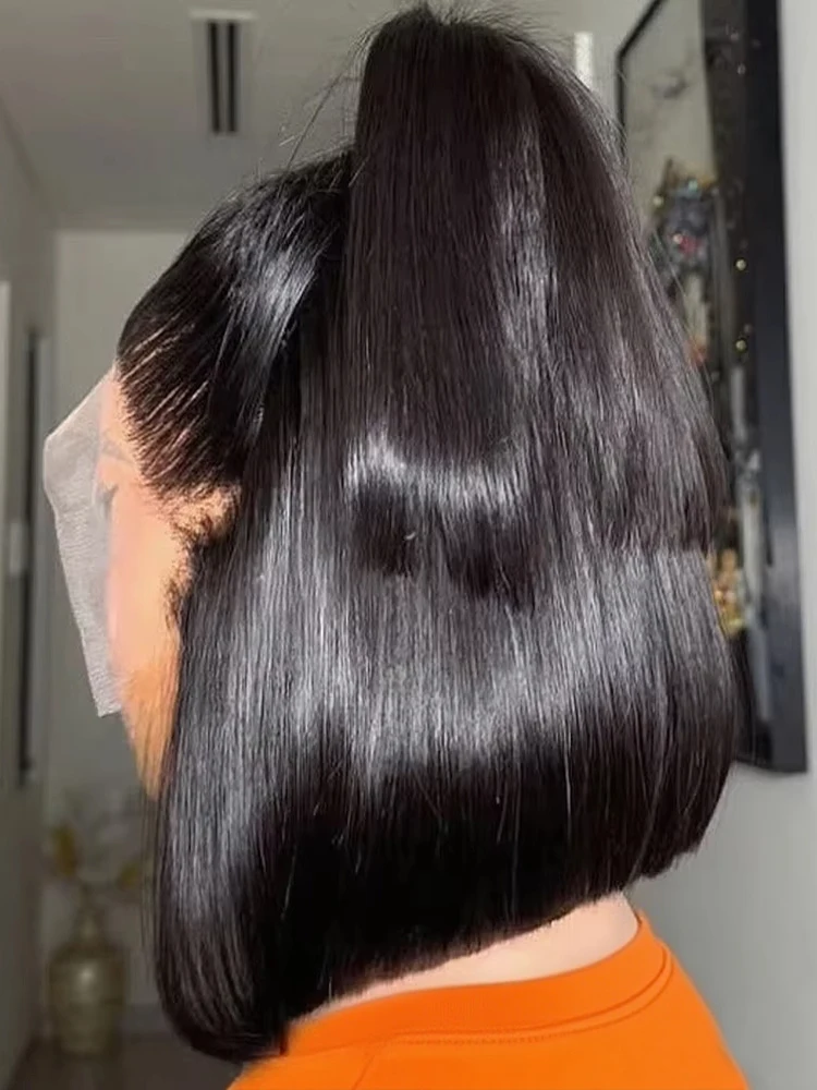 Perruques Vietnamienne Original Perruque Cheveux Humains 100% Perruque Lisse Cheveux Humain Perruque BOB Courte  Perruque Raw Hair Sans Colle Perruque 13×6 13×4 Transparent Lace Perruque Femme Coiffures Lisses