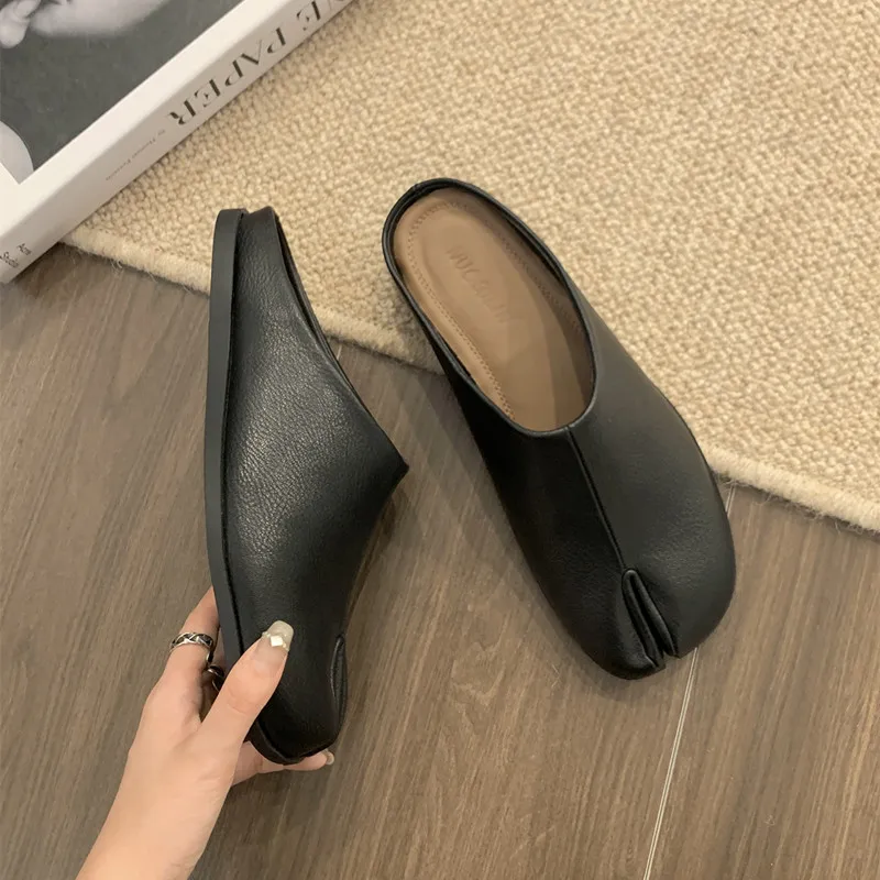 thumbnail image 1 of Bailamos Women Tabi Ninja Slip On Flats Split Toe Slippers Round Toe Shallow Lazy Slip On Boat Mules Shoes Soft Loafers Mujer, 1 of 5
