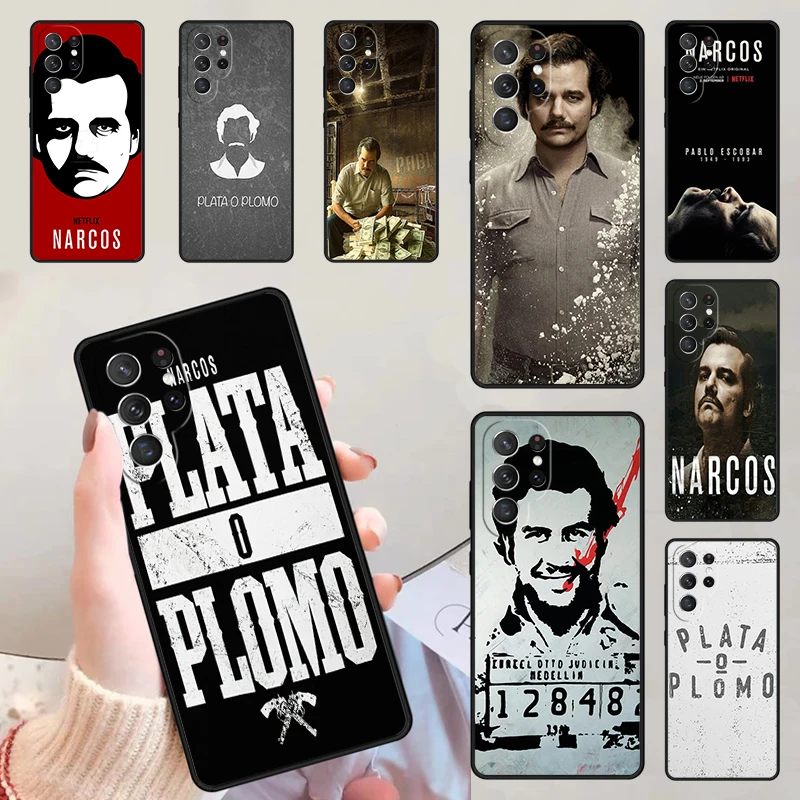 Plata O Plomo Narcos Pablo Escobar Custodie Per Telefoni In Argento O Piombo Per Samsung Galaxy S23 S20 Fe S21 S22 Ultra Note 20 S8 S9 S10 Plus