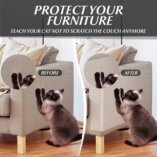 Furniture Scratch Guard,Premium Flexible PVC Protector with Pins for Dog Cat Claws, Stops Scratching Pet Furniture Protector 2