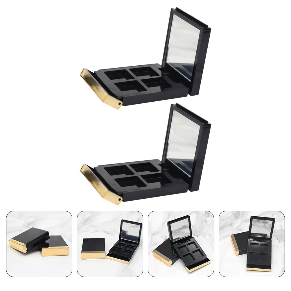 

2 Pcs Makeup Lipstick Eye Shadow Box Case Empty Container Palettes Storage 4 Colors Eyeshadow Travel