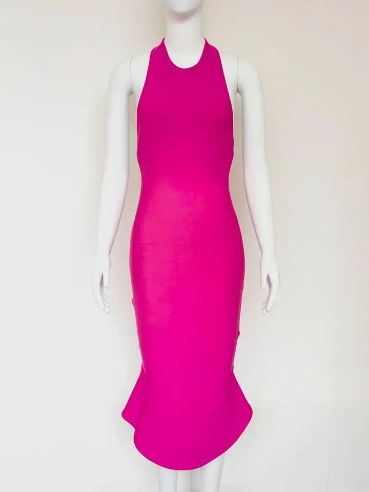 BEAUKEY Fuchsia Bodycon Midi Dress – Perfect For Parties & Night Out