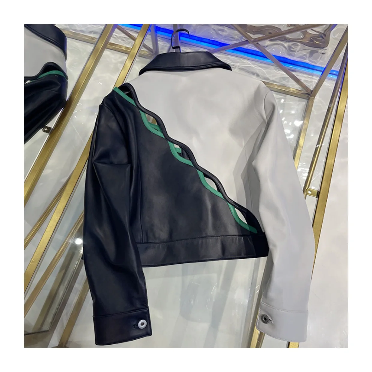 2023 Spring Brand New Designer Women's High Quality Genuine Leather Hollow-out Jackets B481