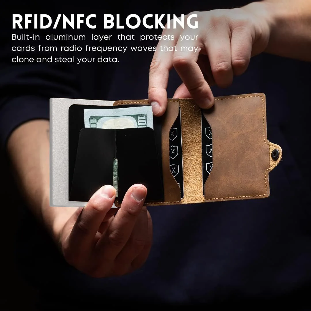 Men's Short Wallet Slim Card Holder Anti-Theft Card Case RFID Wallet Male Wallet Money Clip