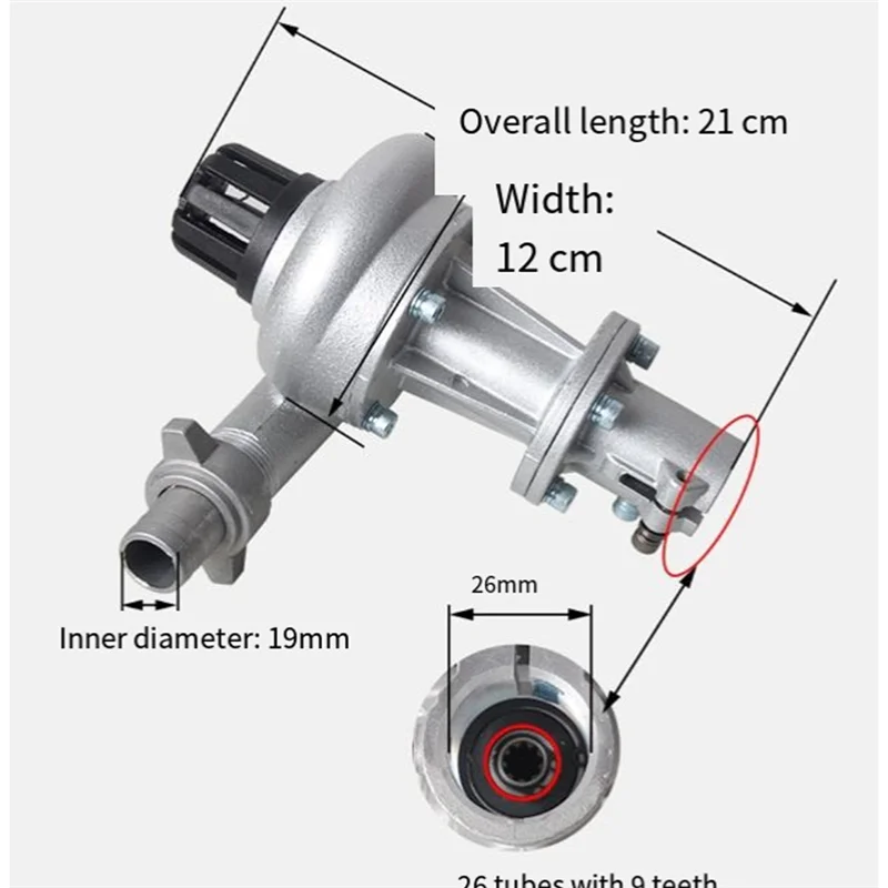 A26F-알루미늄 합금 1인치 브러시 커터 잔디 트리머 잔디 깎기 기계 물 펌프 헤드 정원 관개 도구 트리머 부품