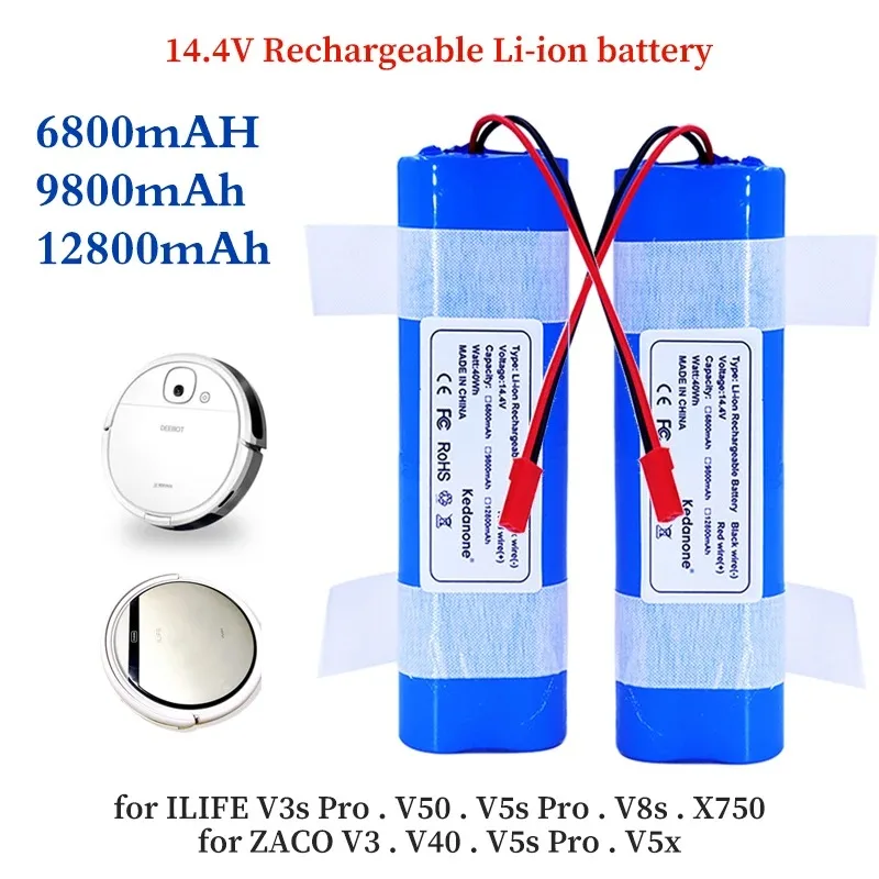 

100% original 14.4 V 6800mAh 18650 für iLife v3s pro V50 v5s pro V8s x750 ZACO V3, V40, V5s Pro, V5x Robot battery replacement