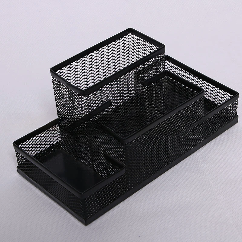 Black Iron Mesh Multi functional Creative Pen Holder Business Office Combination Pen Holder Four in One Combination 2