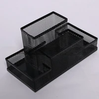 Black Iron Mesh Multi functional Creative Pen Holder Business Office Combination Pen Holder Four in One Combination 2
