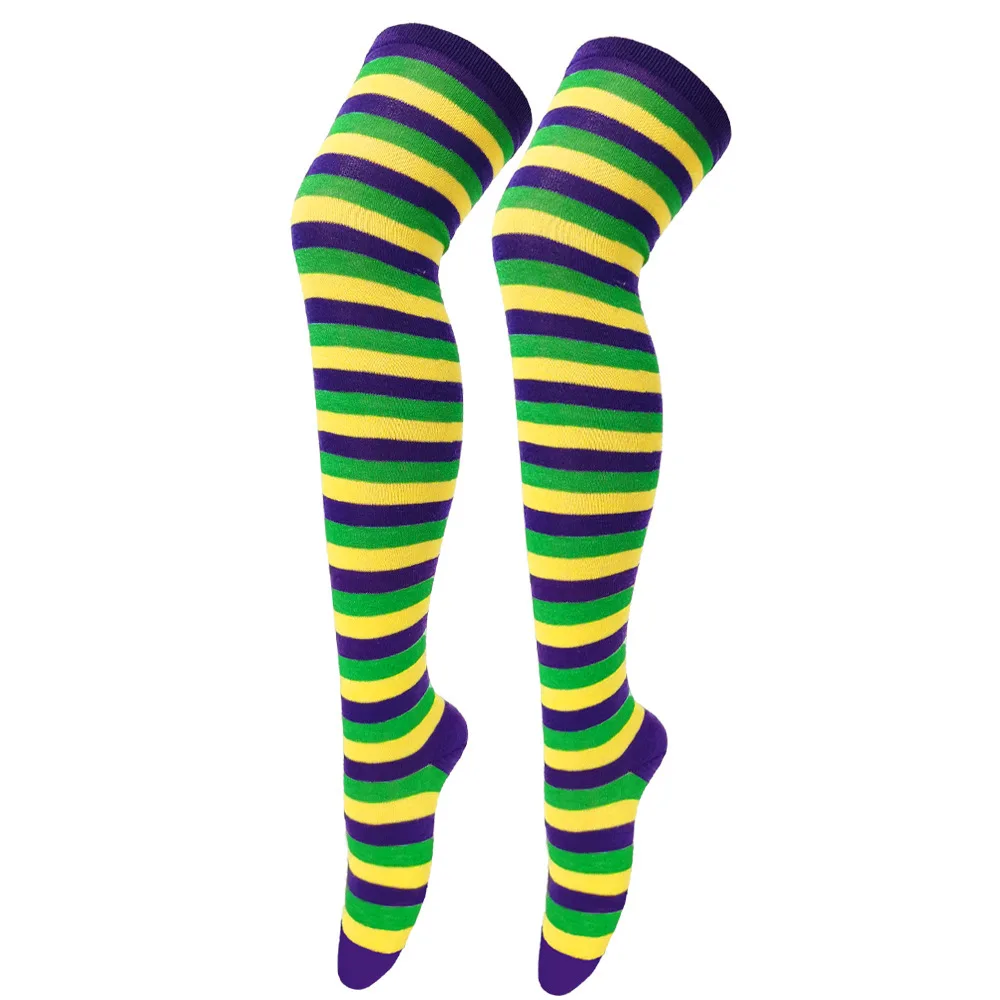 Gestreifte lange Socken für Damen, über dem Knie, hohe Strümpfe, Weihnachten, Halloween, Cosplay, Anime, Performance, Party, Nadelstreifen-Socken, Geschenke, Neu – Detail 11