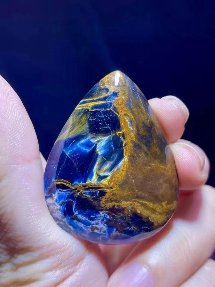 

Подлинная прямоугольная Подвеска из натурального синего пьестерсита, 42,5/33,5/11,4 мм, кошачий глаз, для женщин и мужчин, общение, бижутерия в Намибии AAAAAA