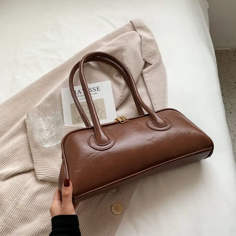 Brief Fashion Pu Leather Shoulder Bags Vintage Women Commuter Handbags Trendy Y2k Aesthetic Underarm Bag